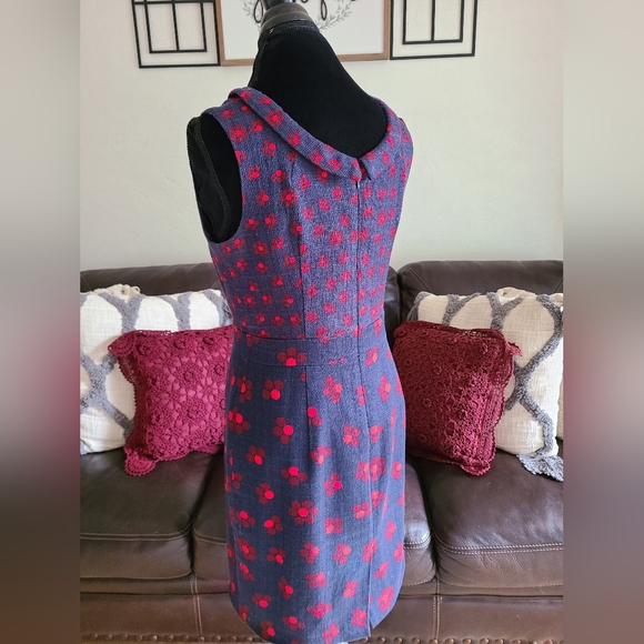 BODEN Martha Shift Sleeveless Knee-Length Polka Dot Dress Size US 8R Navy/Red - Picture 7 of 13